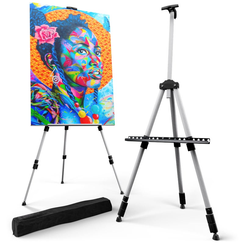 T-Sign حامل الفنان المحمول T-SIGN للرسم - حامل رسم قابل للتعديل بارتفاع مع حقيبة - حامل فن طاولة للرسم على القماش، حامل ملصقات - ثلاثي القوائم معدني - 66 بوصة (عبوة من 2) - Image 1